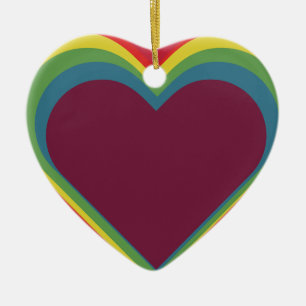 Herz Heart - Rainbow Colors - Regenbogenfarben Keramisch Ornament