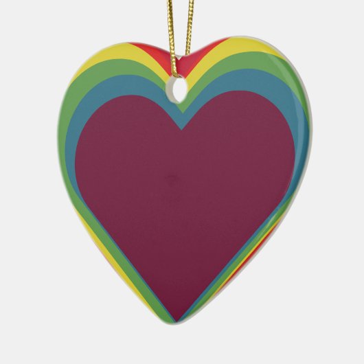 Herz ♥ Heart – Rainbow Colors – Regenbogenfarben Keramisch Ornament (Links)