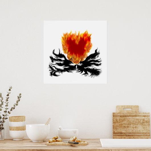Herz im Flammen Poster (Keuken)