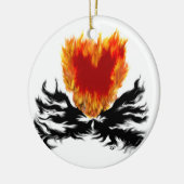 Herz in Flammen Keramisch Ornament (Links)