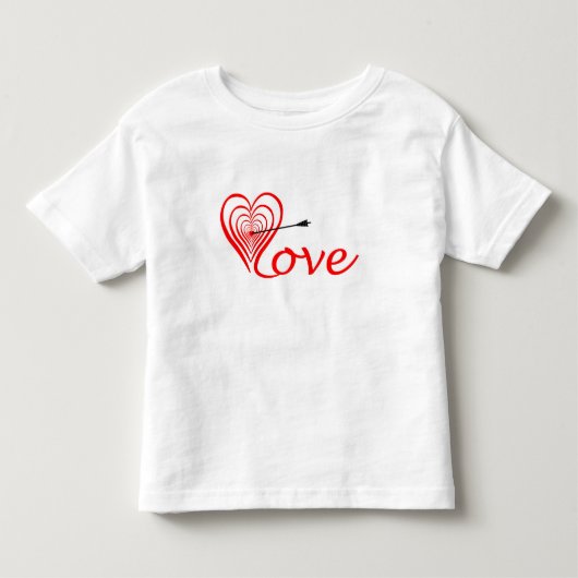 Herz Liebe Dartscheibe mit Pfeil Kinder Shirts (Voorkant)