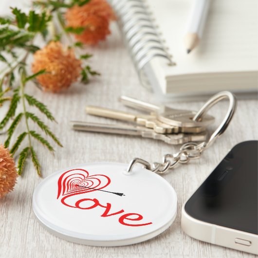 Herz Liebe Dartscheibe mit Pfeil Sleutelhanger (Voorkant Rechts)