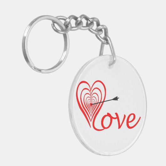 Herz Liebe Dartscheibe mit Pfeil Sleutelhanger (Voorkant Links)