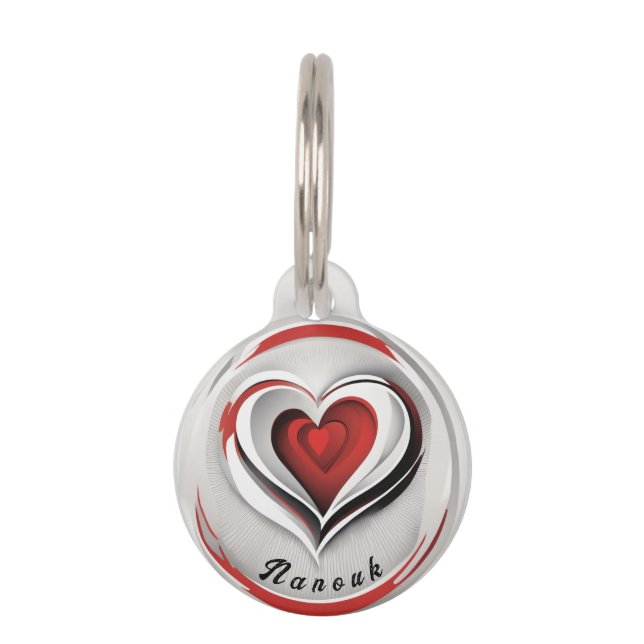 Herzen, abstrakt im Kreis -  Huisdierpenning (Voorkant)