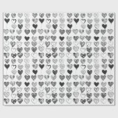Herzen in Schwarz-Weiß Cadeaupapier (Vlak)