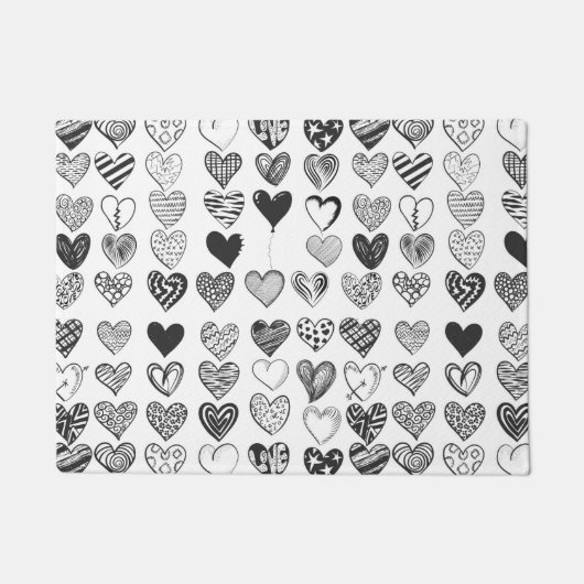 Herzen in Schwarz-Weiß Deurmat (Voorkant)