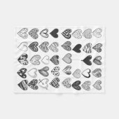 Herzen in Schwarz-Weiß Fleece Deken (Voorkant (Horizontaal))