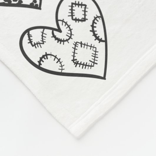 Herzen in Schwarz-Weiß Fleece Deken (Hoek)