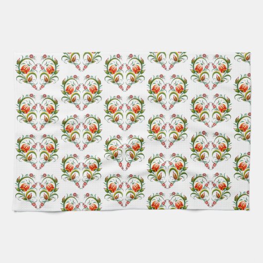 Herzförmiges Blumenmuster Theedoek (Horizontaal)