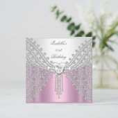 Herzien Birthday Party roze Silver White Afbeeldin Kaart (Staand voorkant)