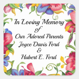 Herzien boekbord, in Memoriam, Donatie Square St. Vierkante Sticker