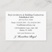Herziene architect / aannemer / bouwer Kaart Visitekaartje (Achterkant)