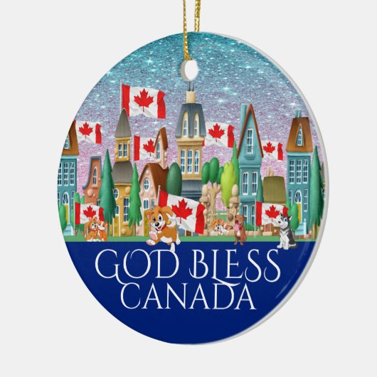 HERZIENE God Bless Canada Ceramic Ornament (Links)