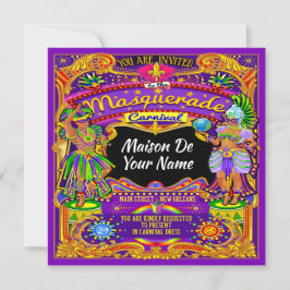 Herziene Masquerade Mardi Gras Carnaval Uitnodigin Kaart