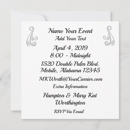 Herziene Masquerade Mardi Gras Uitnodiging (Achterkant)