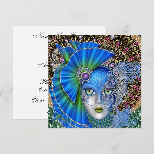 Herziene Masquerade Mardi Gras uitnodiging (Voorkant / Achterkant)