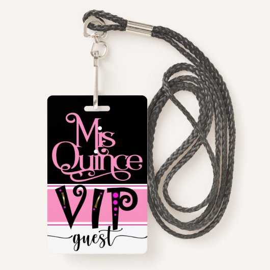 Herziene Miss Quince VIP-badge - Bekijk terug Badge (Voorkant met draagriem)