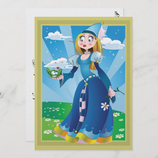 Herziene Prinses en Kikker Uitnodiging - SRF (Voorkant / Achterkant)