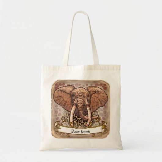 Herziene sepia africa Tribal Elephant canvas tas (Voorkant)