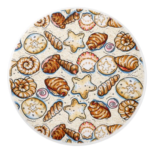 HERZIENE Tiny Shells Tiny Drawer Knobs Keramische Knop (Voorkant)