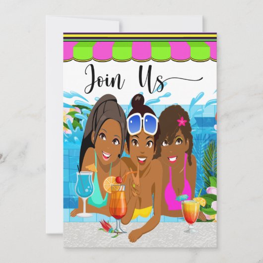 Herziene uitnodiging voor het zwembadfeest (Voorkant)