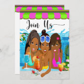 Herziene uitnodiging voor het zwembadfeest (Voorkant / Achterkant)