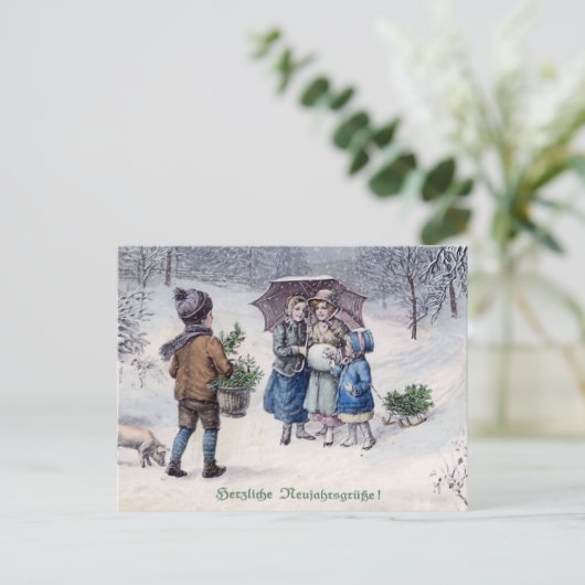 "Herzliche Neujahrsgrusse"  Duits Briefkaart (Staand voorkant)