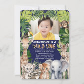 Hes een wilde, Navy Safari 1e verjaardag foto Kaart (Voorkant)