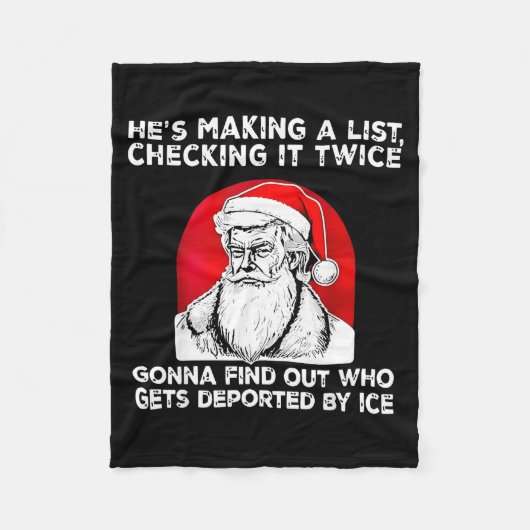 He's Making A List Checking It Twice Gonna Find Ch Fleece Deken (Voorkant)