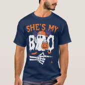 Hes My Boo Matching Couple Halloween Funny Shes My T-shirt (Voorkant)