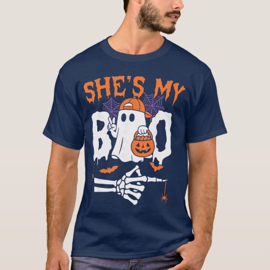 Hes My Boo Matching Couple Halloween Funny Shes My T-shirt (Voorkant)