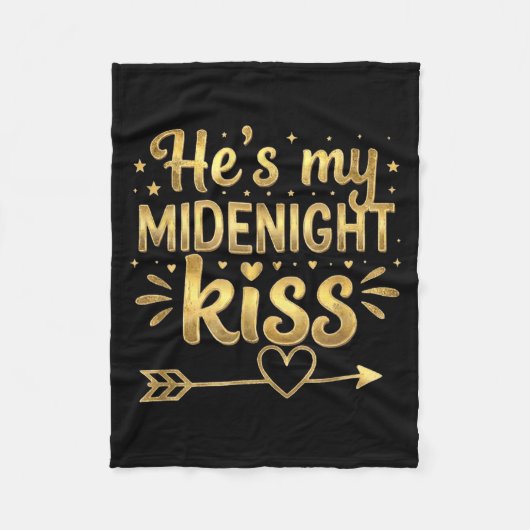 He's My Midnight Kiss Happy New Year Matching Coup Fleece Deken (Voorkant)