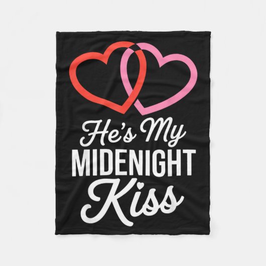 He's My Midnight Kiss Happy New Year Matching Coup Fleece Deken (Voorkant)