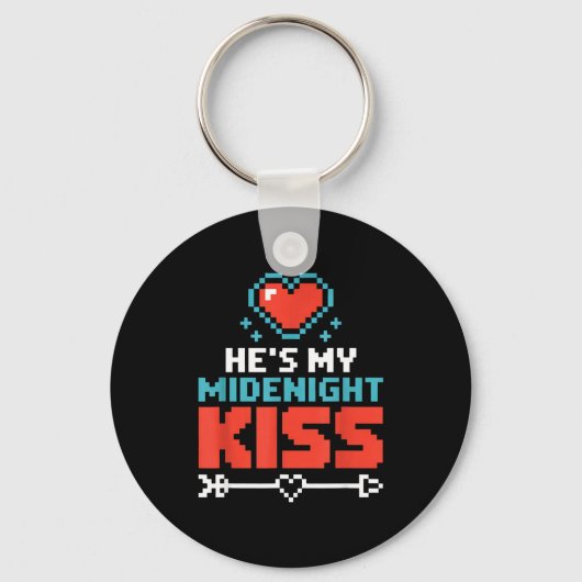 Hes My Midnight Kiss Happy New Year Matching Coupl Sleutelhanger (Voorkant)
