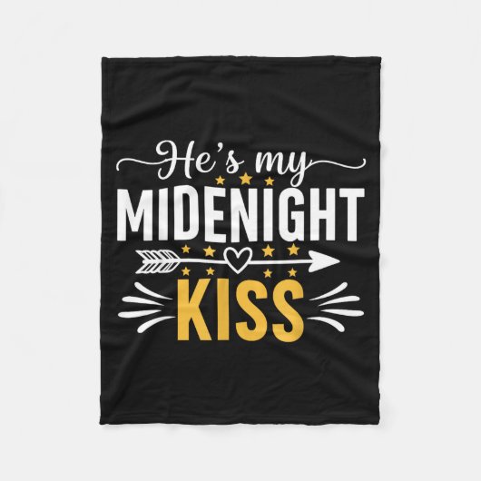 He's My Midnight Kiss Happy New Year Nye Matching  Fleece Deken (Voorkant)