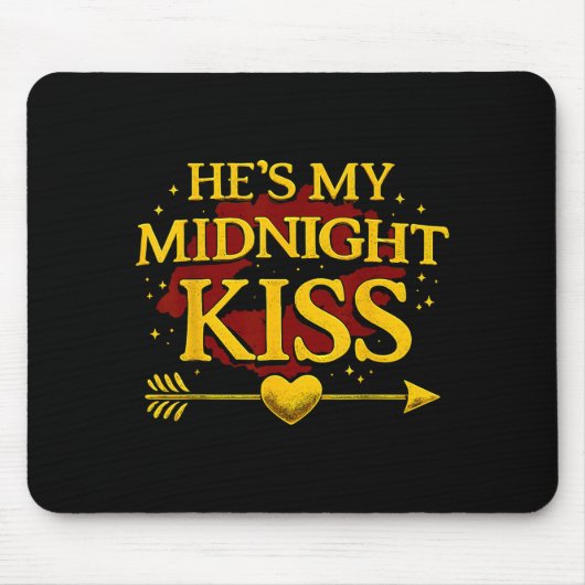He's My Midnight Kiss Matching Couples Valentine’s Muismat (Voorkant)