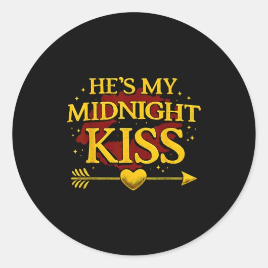 He's My Midnight Kiss Matching Couples Valentine’s Ronde Sticker (Voorkant)