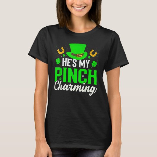 He's My Pinch Charming Shamrock St Patrick's Day L T-shirt (Voorkant)