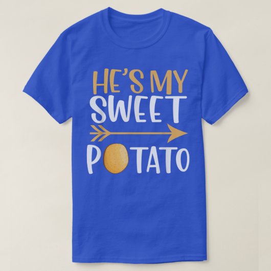 He's My Sweet Potato Funny Thanksgiving Couple Mat T-shirt (Design voorkant)