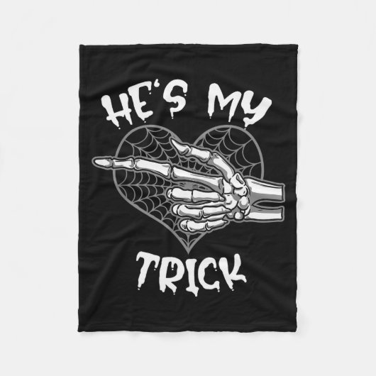 He's My Trick Funny Halloween Matching Couple Girl Fleece Deken (Voorkant)
