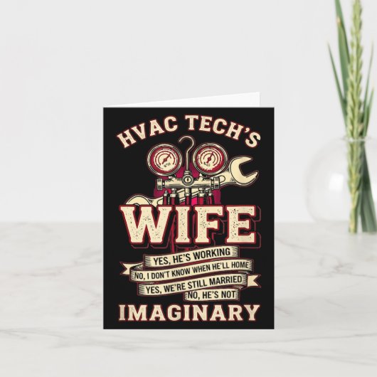 He's Not Imaginary Funny Hvac Tech Wife Women Girl Kaart (Voorkant)