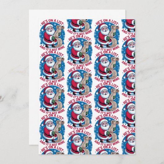 He's On A List and It's Not Mine Bedankkaart (Voorkant / Achterkant)