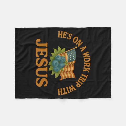 He's On A Work Trip With Jesus Christian Religious Fleece Deken (Voorkant (Horizontaal))