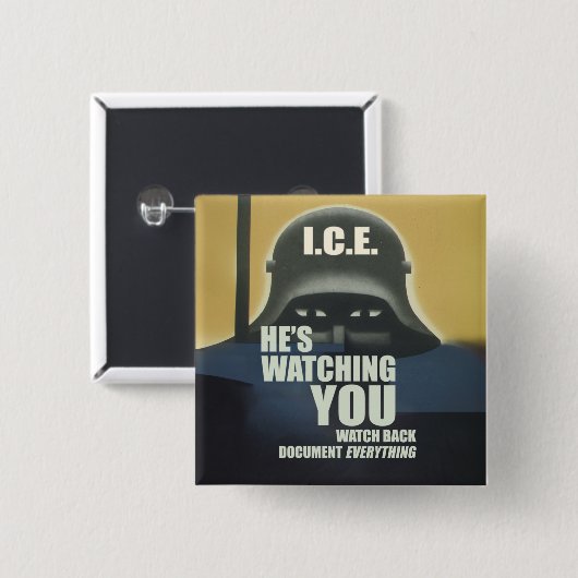 He's Watching You 2026 Vierkante Button 5,1 Cm (Voorkant /achterkant)