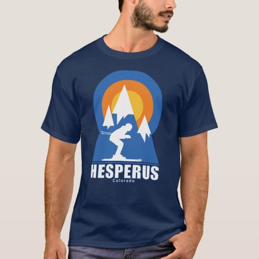 Hesperus Ski Sunset Retro T-shirt (Voorkant)