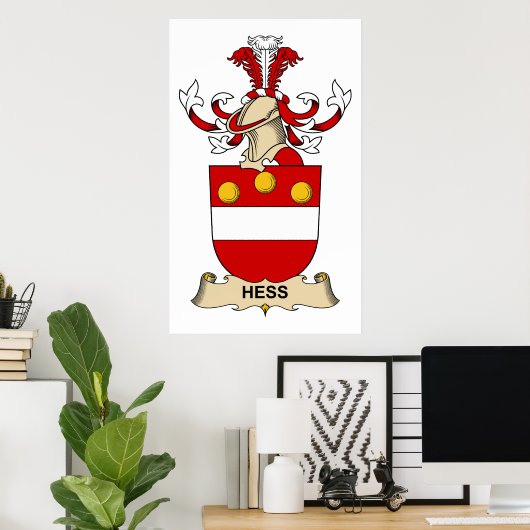 Hess Family Crest Poster (Thuiskantoor)