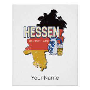 Hessen Duitsland Retro State Kaart Jug Souvenir Perfect Poster