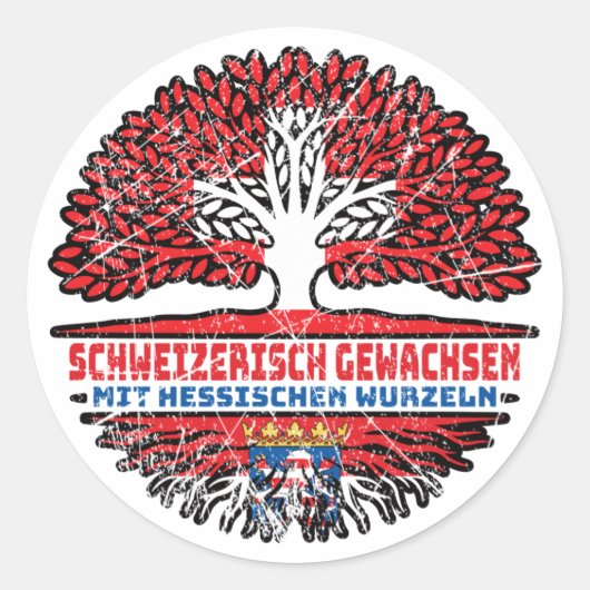 Hessen Hessisch Schweizer Schweiz Baum Wurzel Ronde Sticker (Voorkant)