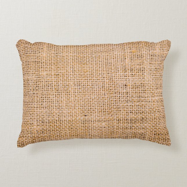 Hessian sackcloth burlap woven texture background; accent kussen (Voorkant)