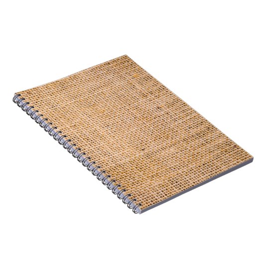 Hessian sackcloth burlap woven texture background; notitieboek (Rechterzijde)